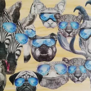 blue glasses 2018 toile 60x50