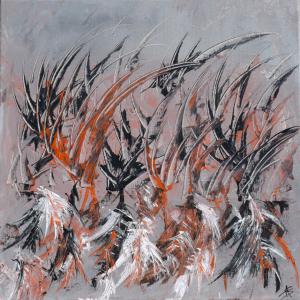 bataille de plumes 2016 toile 40x40