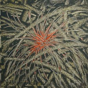 volcan en éruption 2015 carton entoilé 25x25